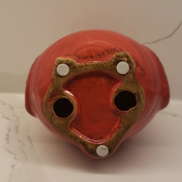 UNBRANDED Ceramic Burnt red/orange brown distressed fat owl 6"diam - Picture 6 of 6